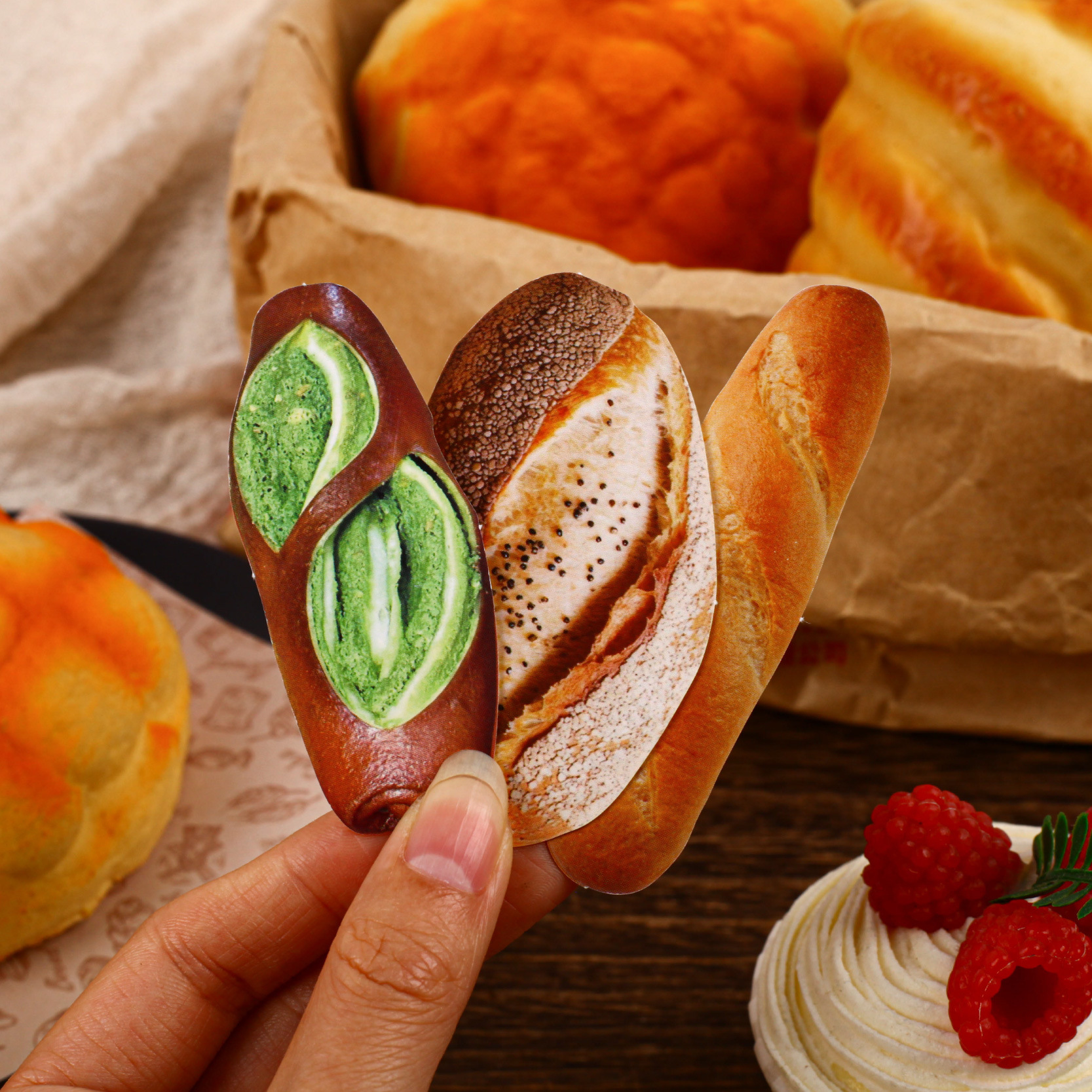 14Pcs Baking Theme Bread Elements Material Paper Stickers