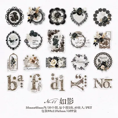 40pcs/1 lot Lace Frame Scrapbook Decorative Stickers