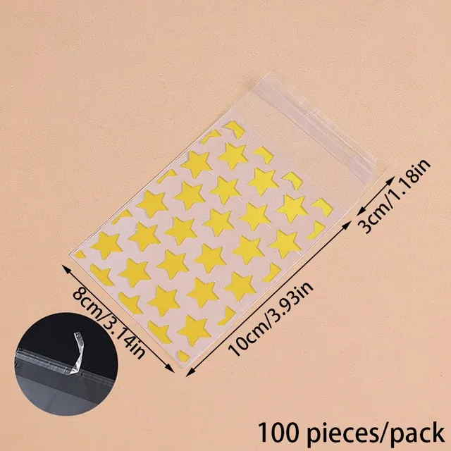 100pcs Plastic Transparent Packing Bags Star Polka Dot Candy Bags