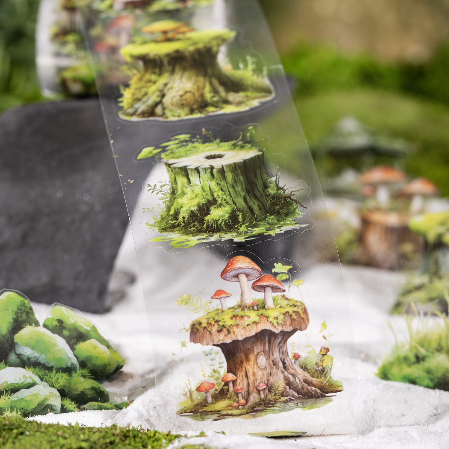 Pre-cut forest moss ruins willow elements PET tape 2.36 inch * 78.74 inch