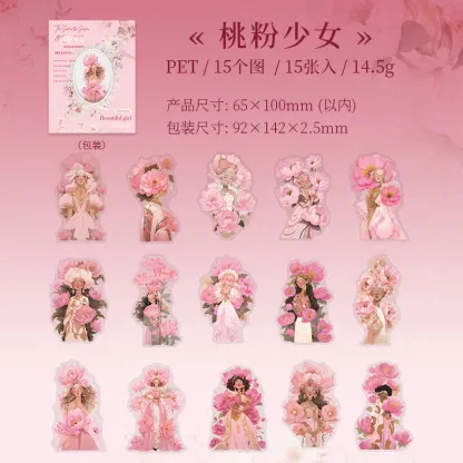 15 pcs/lot Pretty butterfly girl PET Stickers