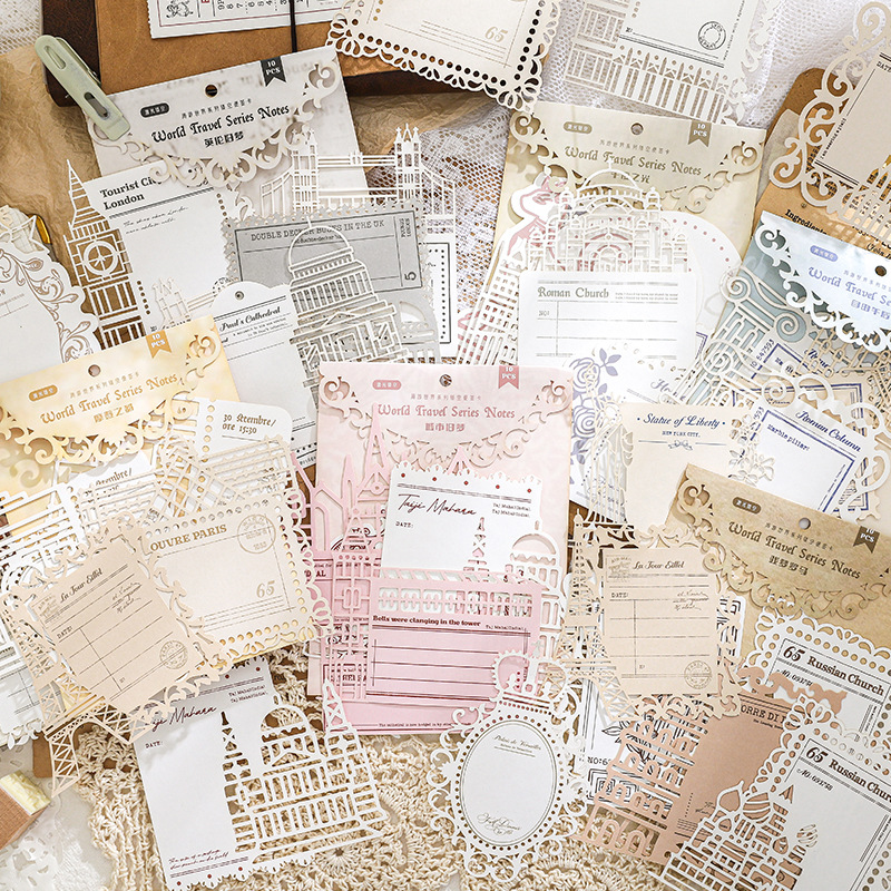 10Pcs/Pack Vintage Hollow Lace Material Paper