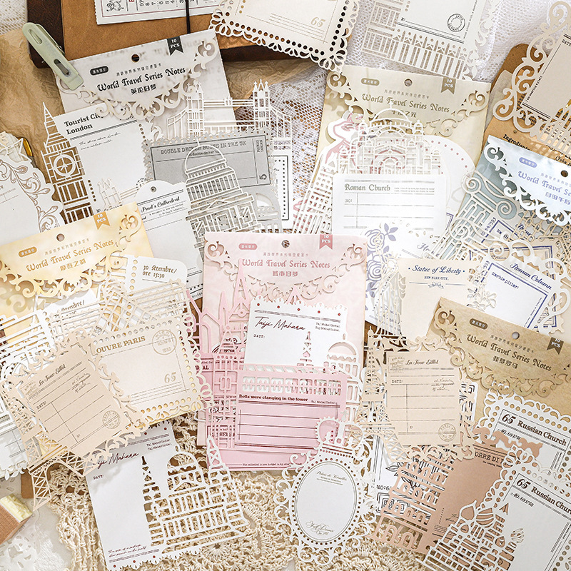 10Pcs/Pack Vintage Hollow Lace Material Paper