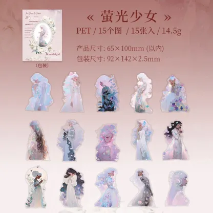 15 pcs/lot Pretty butterfly girl PET Stickers
