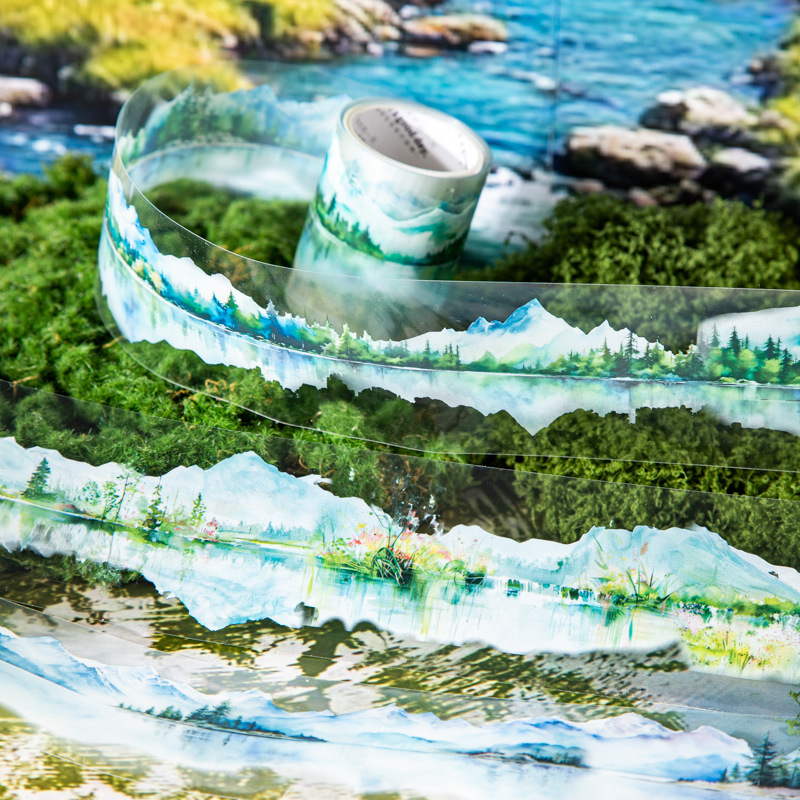 50mm*2M Water reflection Mountain scenery PET tape