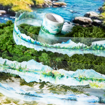 50mm*2M Water reflection Mountain scenery PET tape