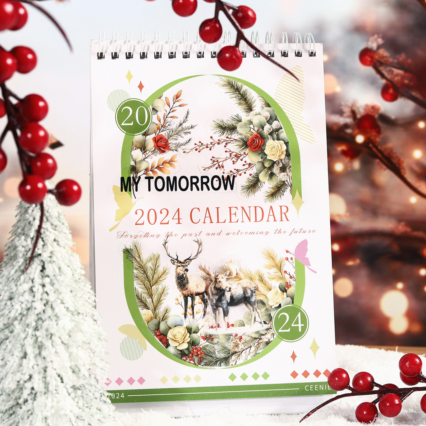 20Pcs/Pack Winter Holly Christmas Tree Flowers Branch Theme Scrapbook PET Stickers
