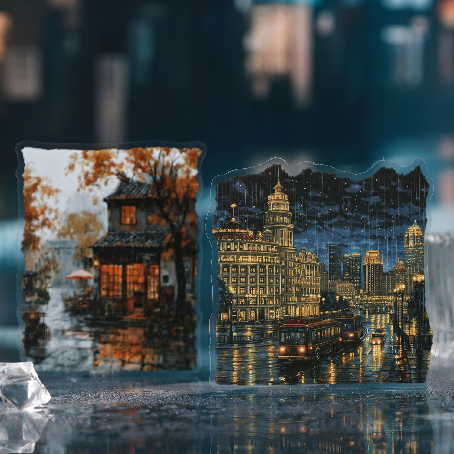 8 Pcs/Pack Misty Rainy Day Theme PET Stickers