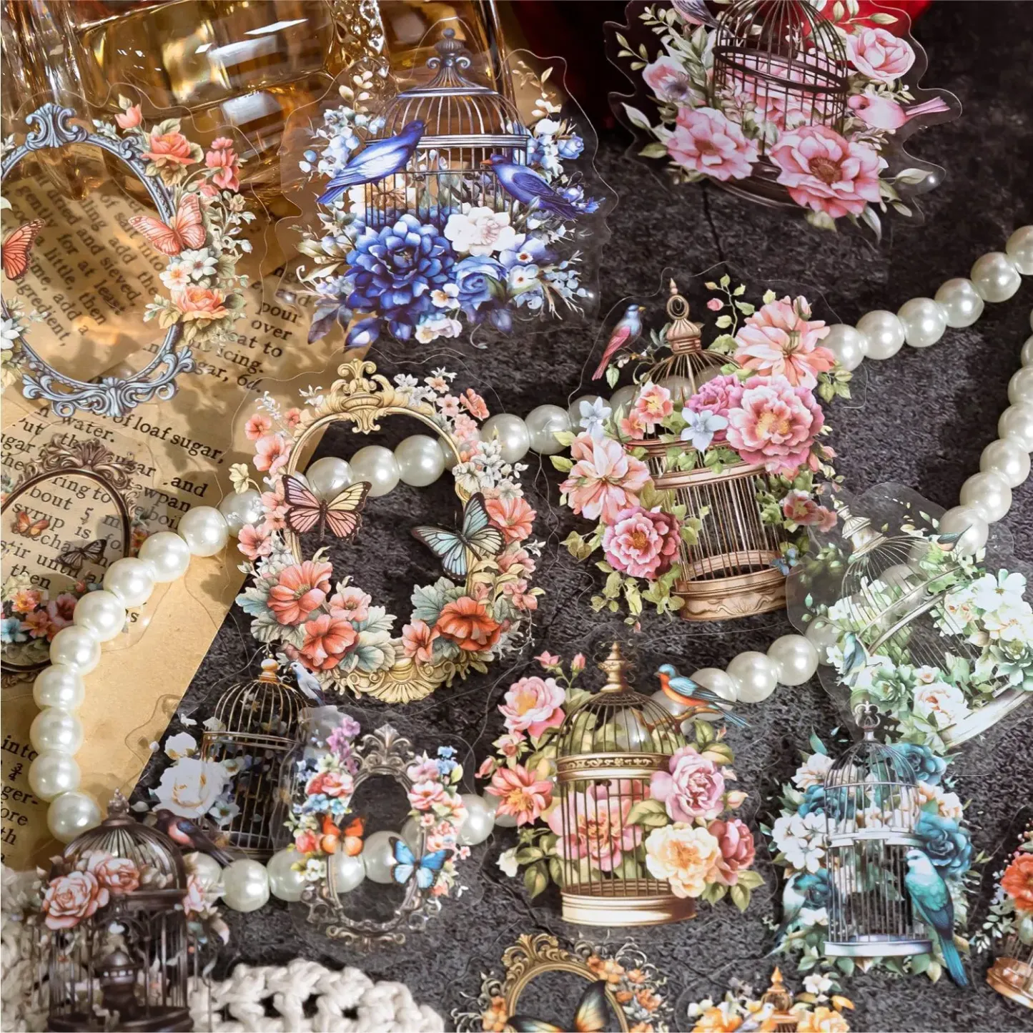 30pcs/1lot Retro Flower Object Theme Pet Sticker