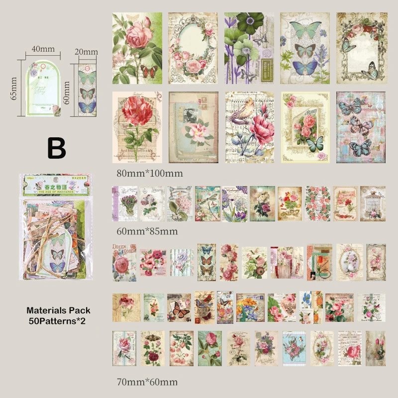 100 pcs/pack Vintage Scrapbook Materials Paper