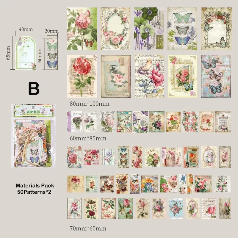 100 pcs/pack Vintage Scrapbook Materials Paper