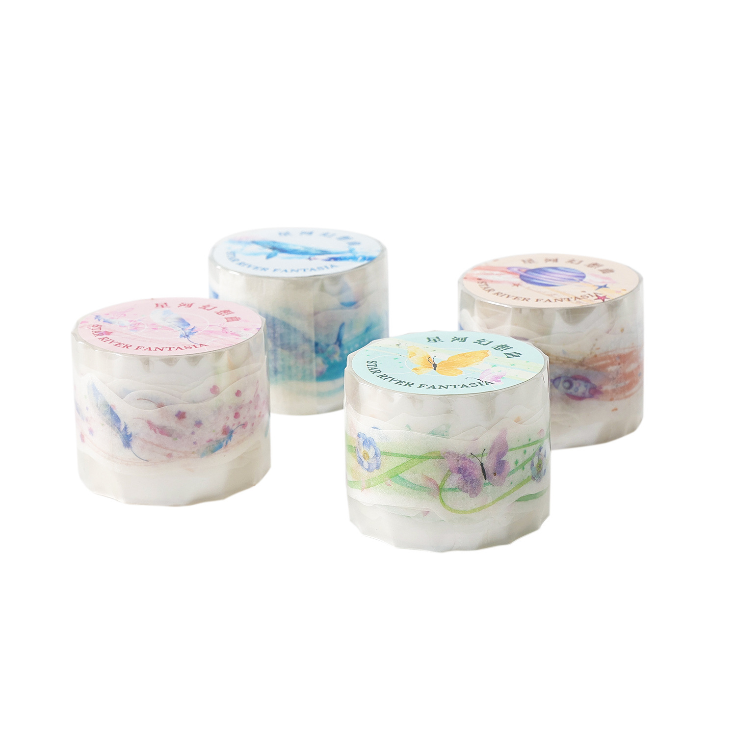 1.30 inch * 78.74 inch Planet sky flowers butterfly flash Glitter Sand Texture Washi Tape