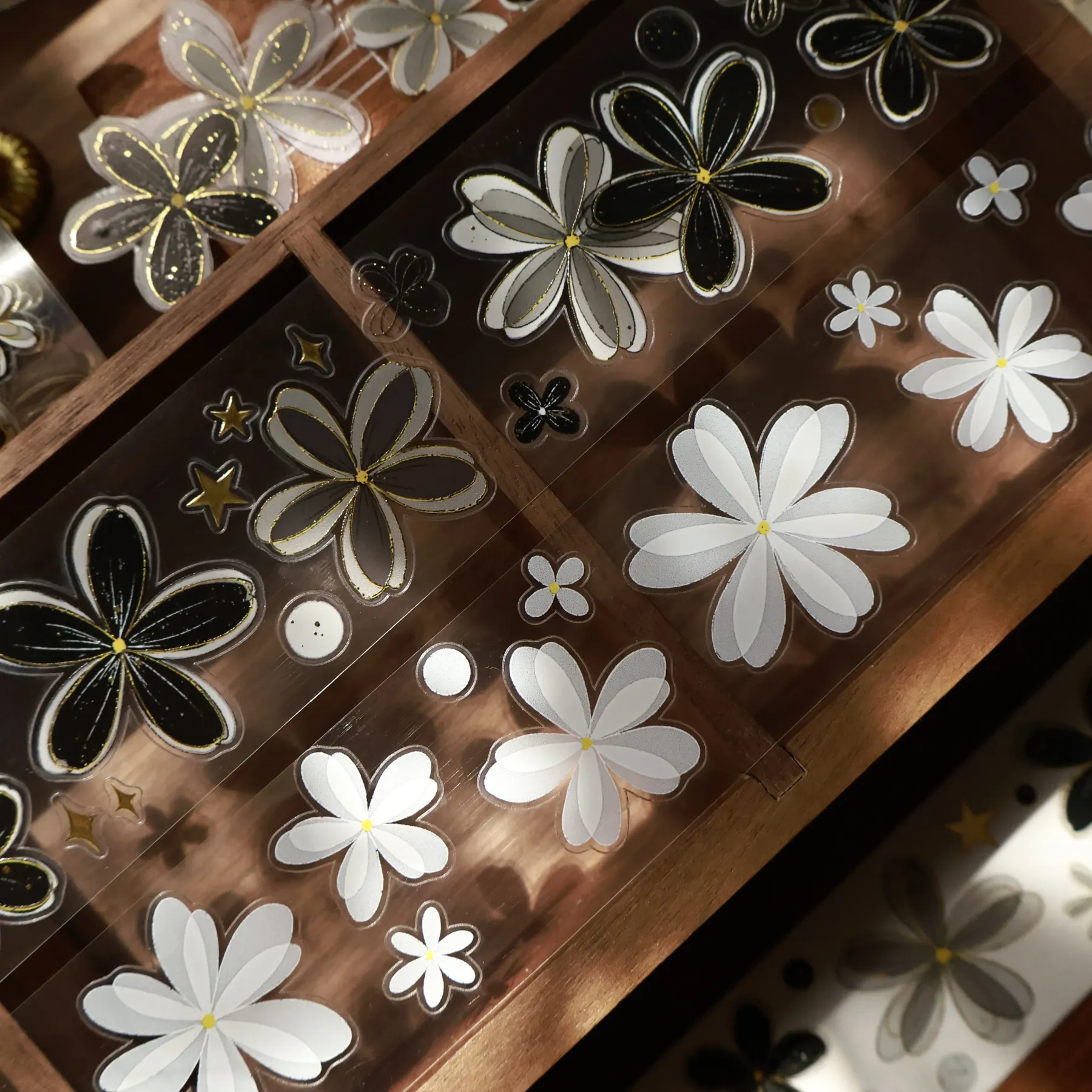 YIER Studio Black small flower Washi PET Tape 2.17 * 78.74 inch