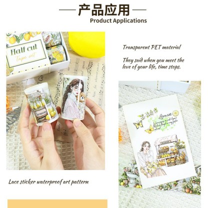 4-roll/set featuring people and plants PET tape set Multiple Designs