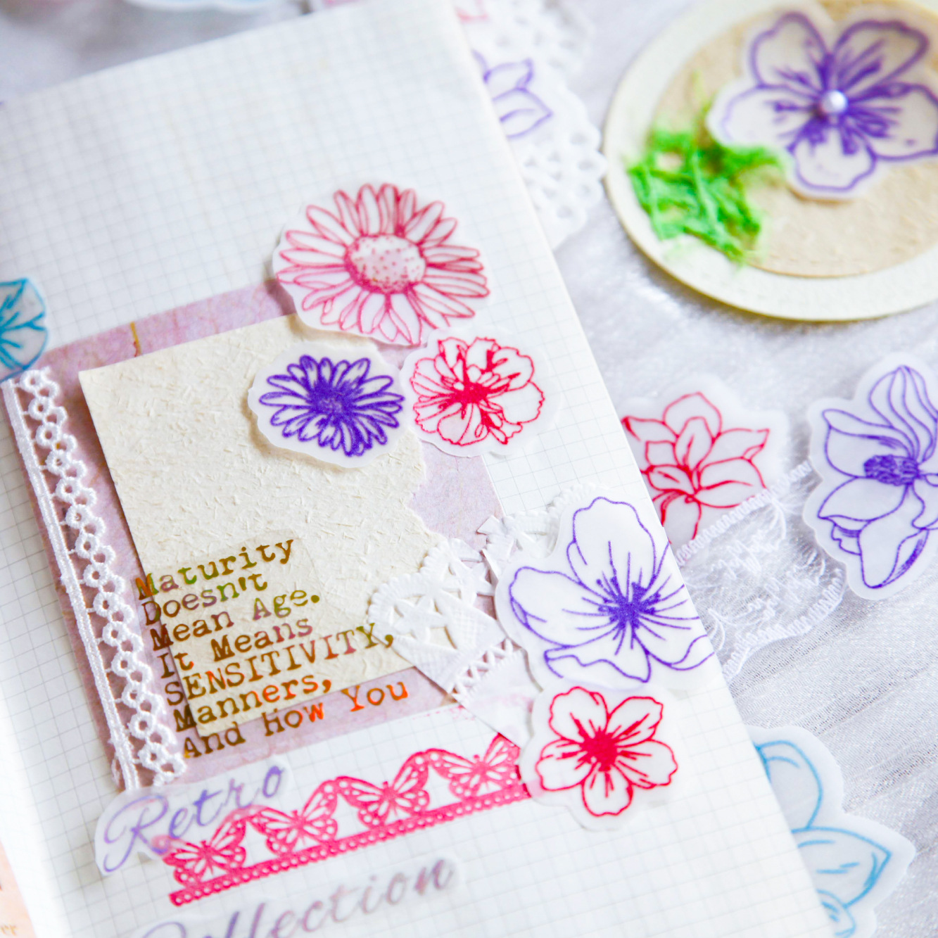 24pcs Floral Theme Material Paper