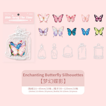 30Pcs/Pack Flower Bottle Theme PET Decorative Stickers