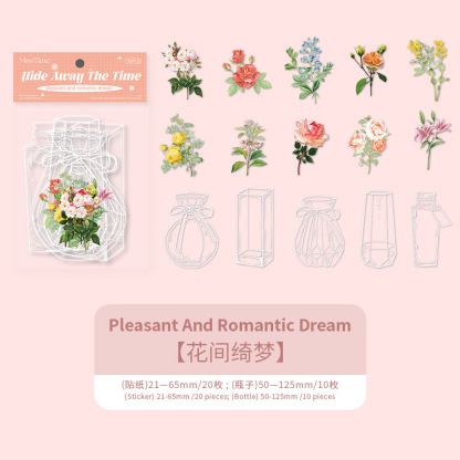 30Pcs/Pack Flower Bottle Theme PET Decorative Stickers