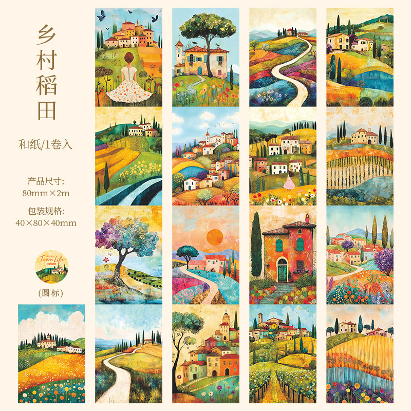 Small town life scenery Washi tape 3.15*78.74 inch