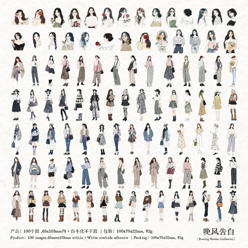 100Pcs/Box Character Theme Stickers