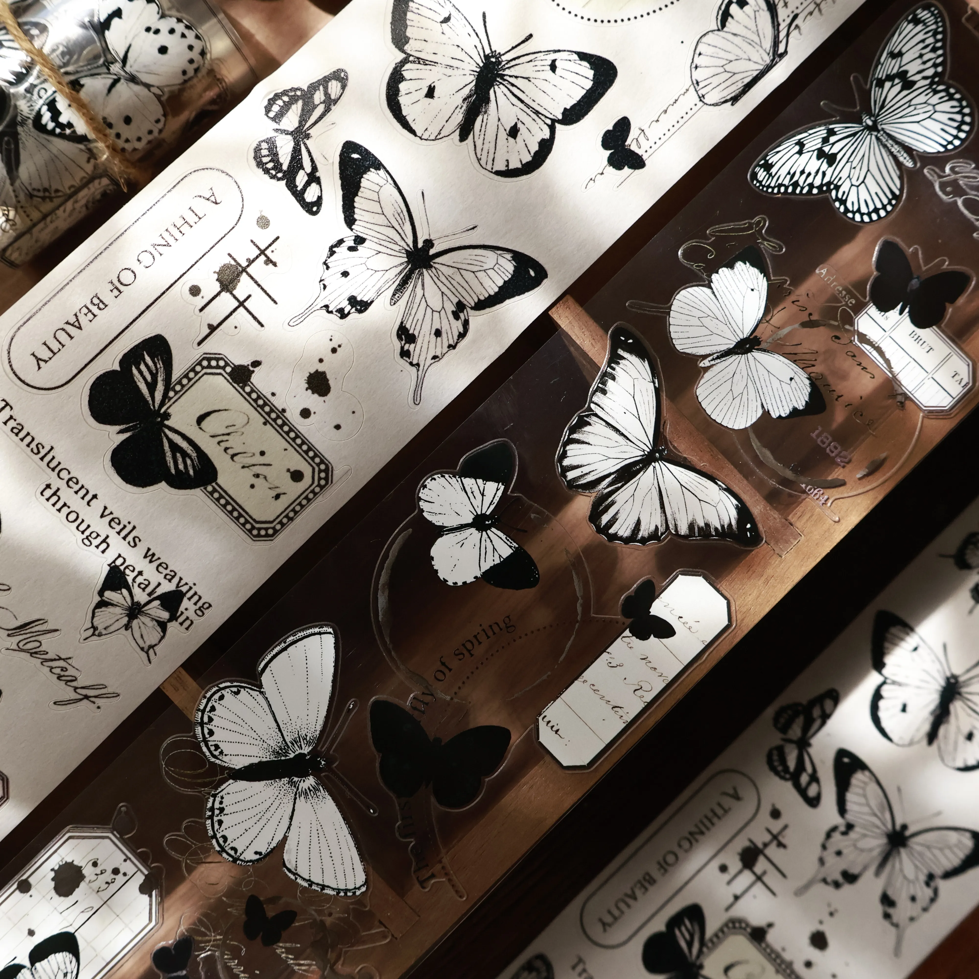 YIER Studio Black and white butterflies Washi PET Tape 2.17*196.85 inch