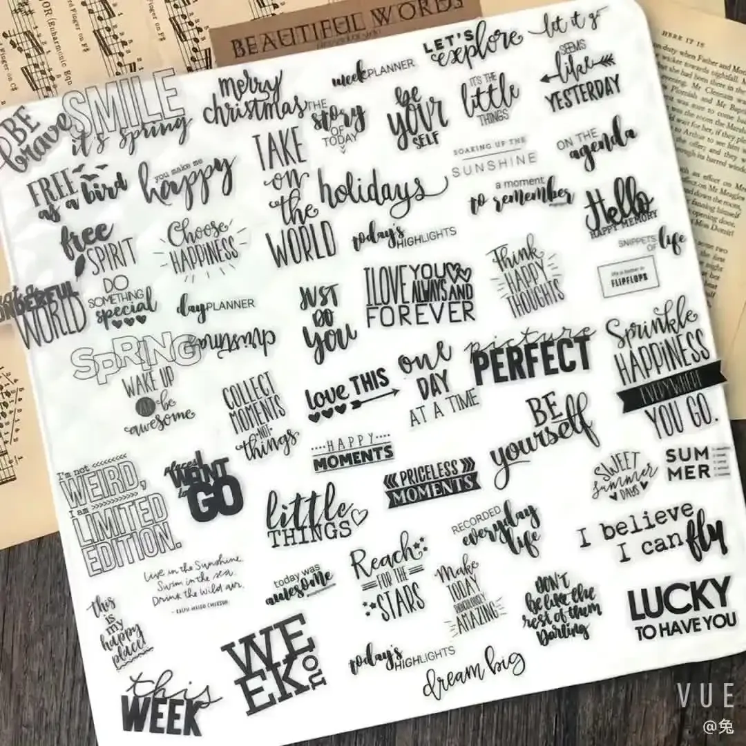 90 Pieces Black Text Phrase Sticker