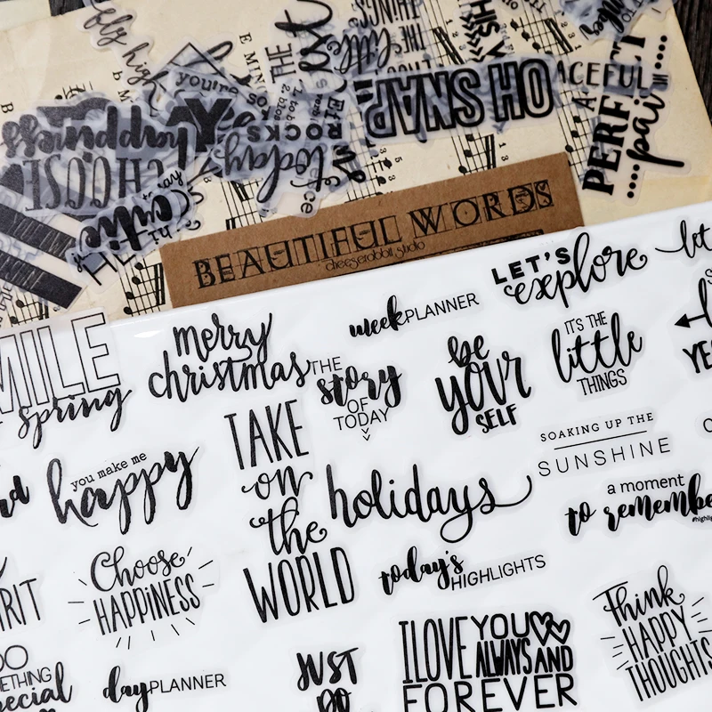90 Pieces Black Text Phrase Sticker