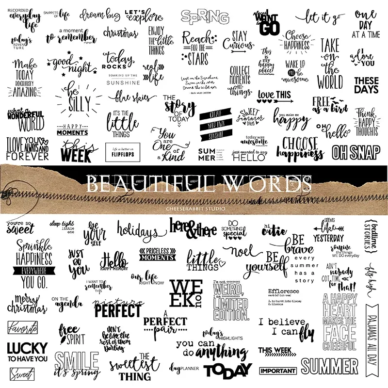 90 Pieces Black Text Phrase Sticker
