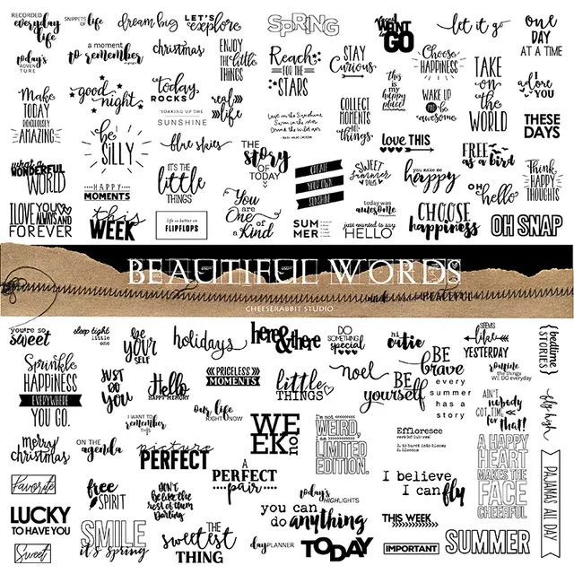 90 Pieces Black Text Phrase Sticker