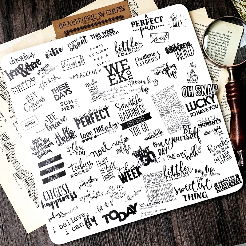 90 Pieces Black Text Phrase Sticker
