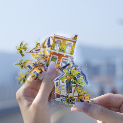 15Pcs/Pack Summer City Travel Theme PET Stickers