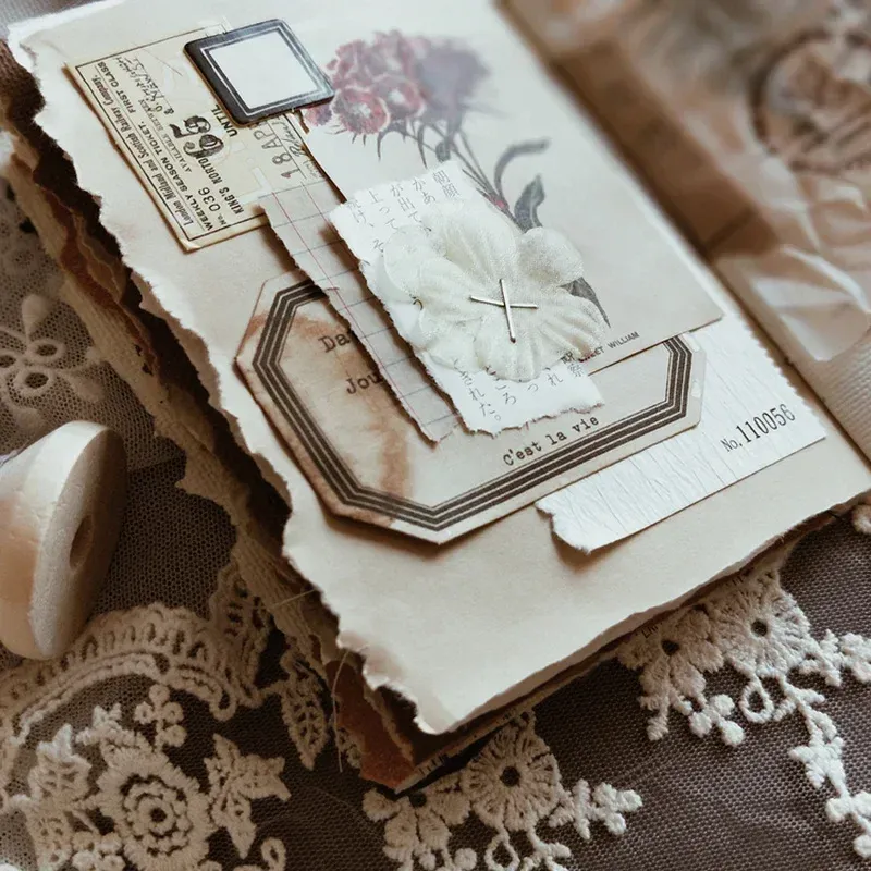15pcs Coffee Stained Label Stickers for Photo Albums DIY Scrapbooking Materials Paper Pack