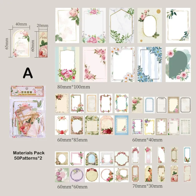 100 pcs/pack Vintage Scrapbook Materials Paper