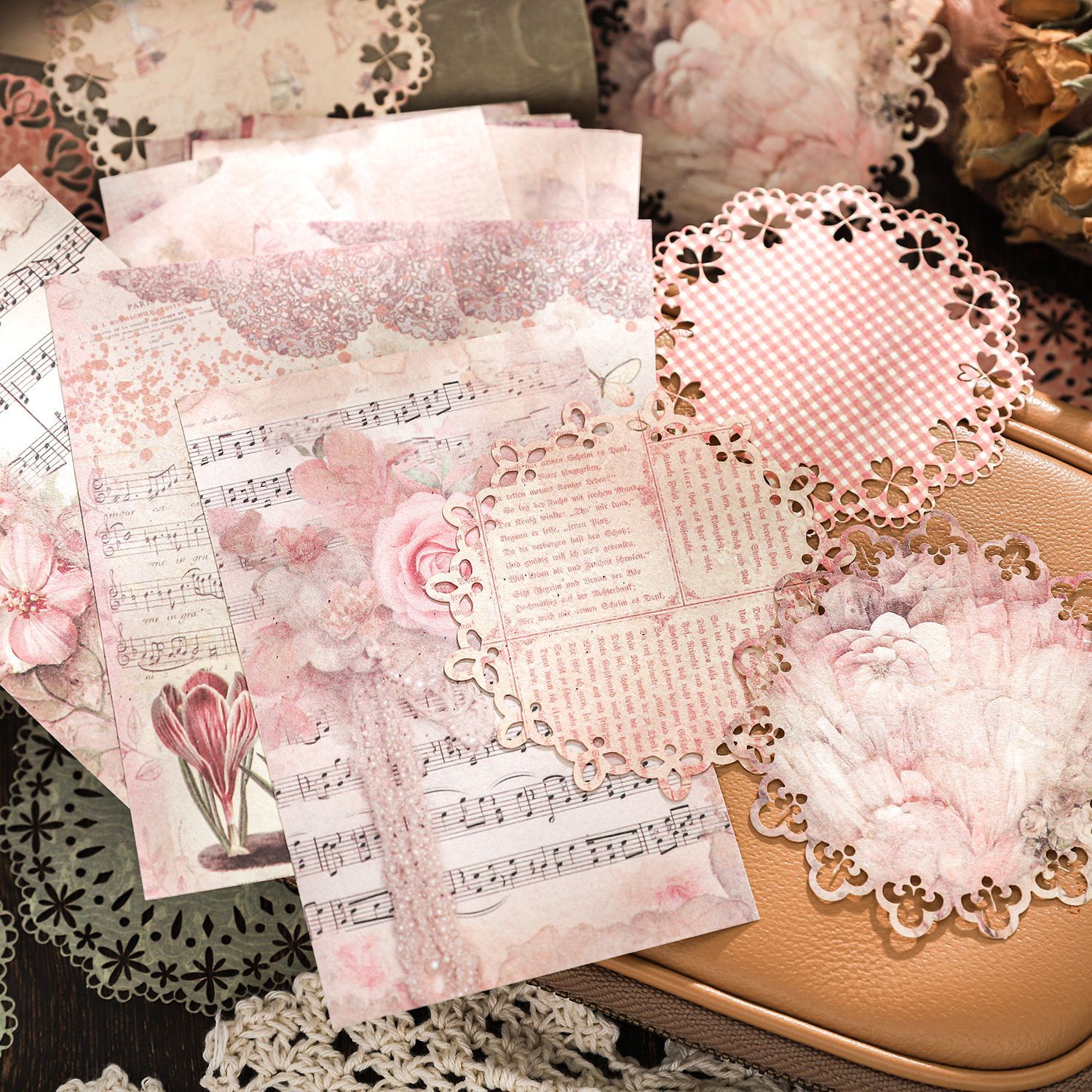 30Pcs/Pack Retro Hollow Lace Material Paper