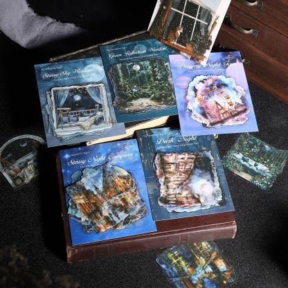 10Pcs/Pack Beautiful Night Scenery Journaling Decoration PET Stickers