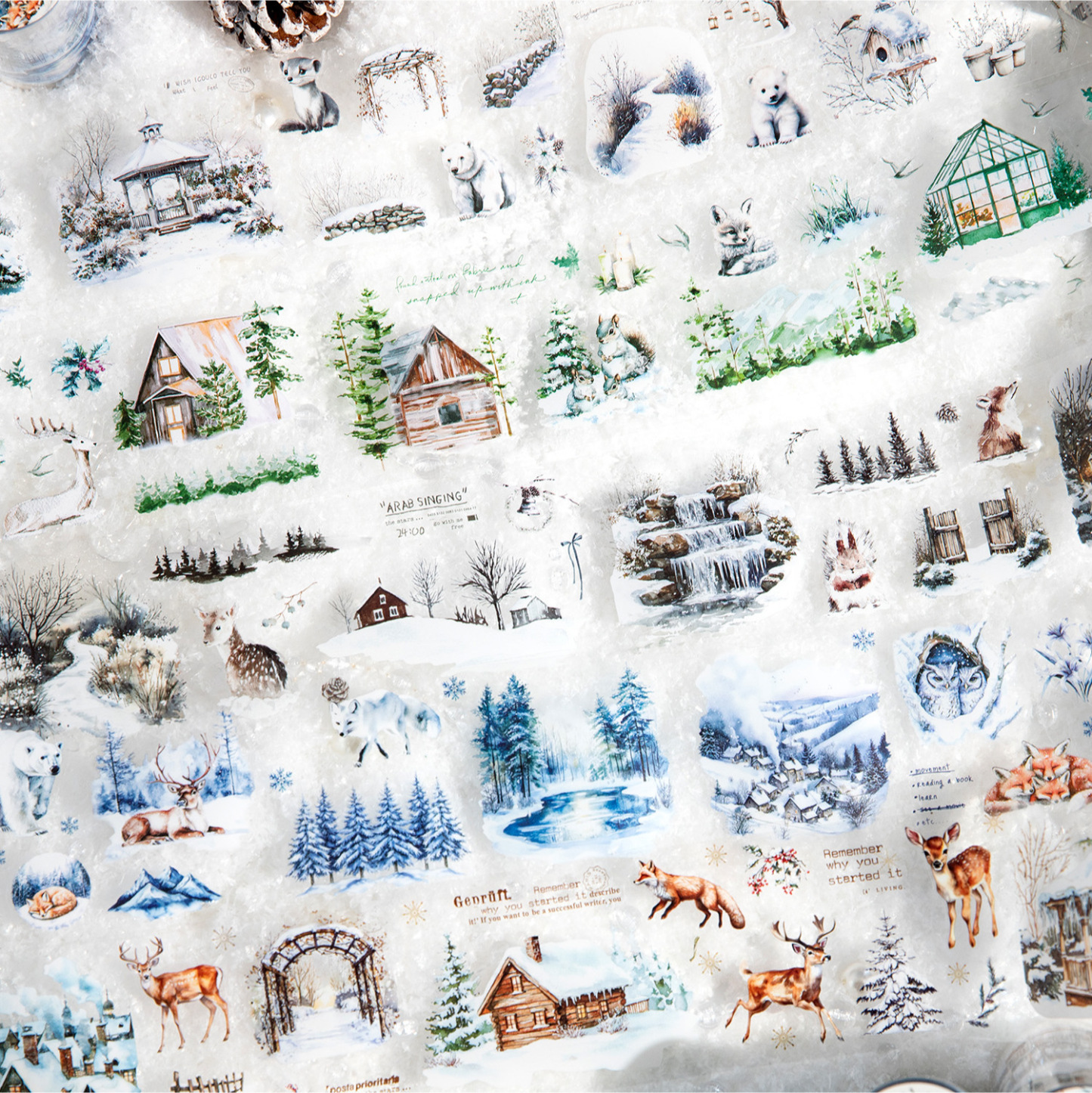 2.36 inch * 78.74 inch Winter House Animal Snow Scene Theme PET Tape