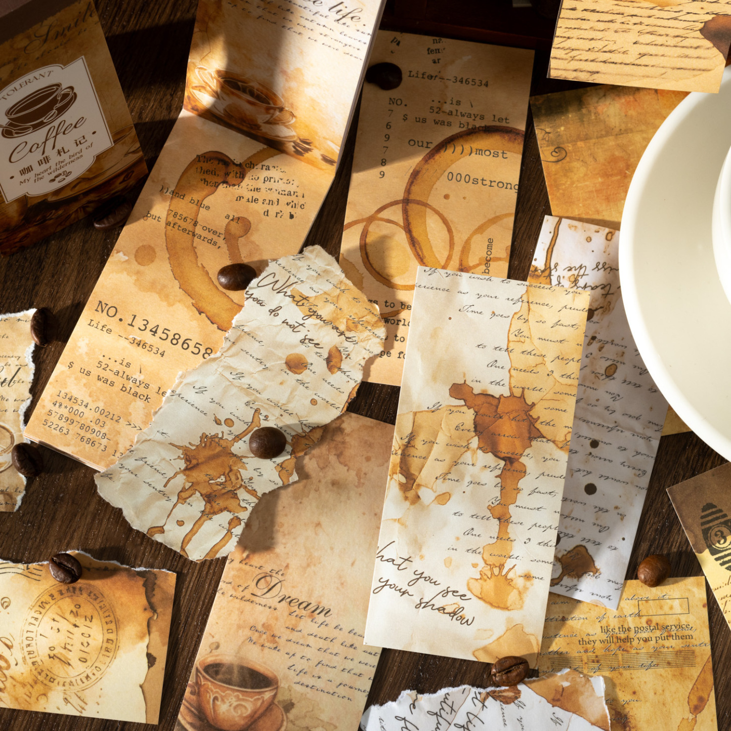 20Pcs/Pack Coffee Stains Theme Washi Paper Sticker Book