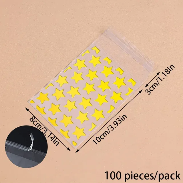 100pcs Plastic Transparent Packing Bags Star Polka Dot Candy Bags