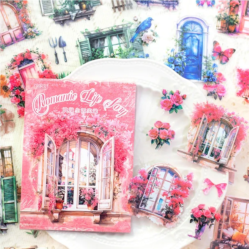 20Sheets/Pack Shop Doors and Windows Building Theme PET Sticker Book