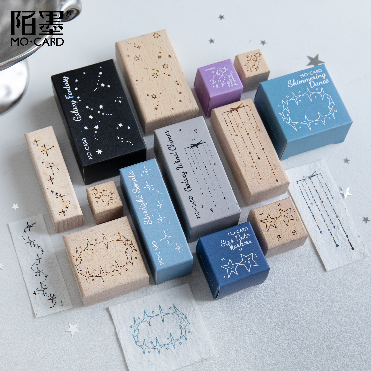 1Pcs Star Moon Element Wood Stamp