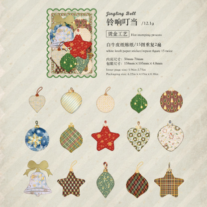 30 Pcs/Pack Christmas Themed Kraft Paper Stickers