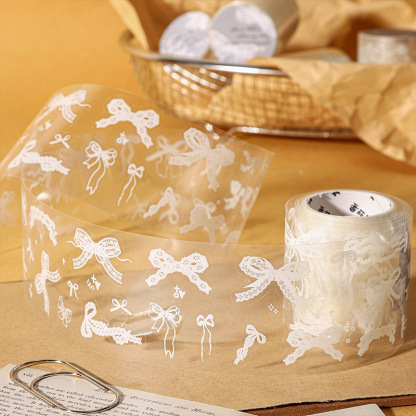 Floral Butterfly Bow Bubble Element PET Tape 1.97 × 78.74 inch