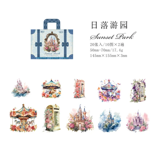 20 Pcs/pack Castle Flower Theme Stickers Suitable for Decorating Scrapbooking Diary Collage Stationery