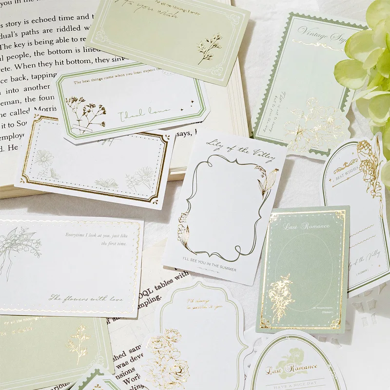 20pcs Retro Gold Stamped Sticky Notes Stickers