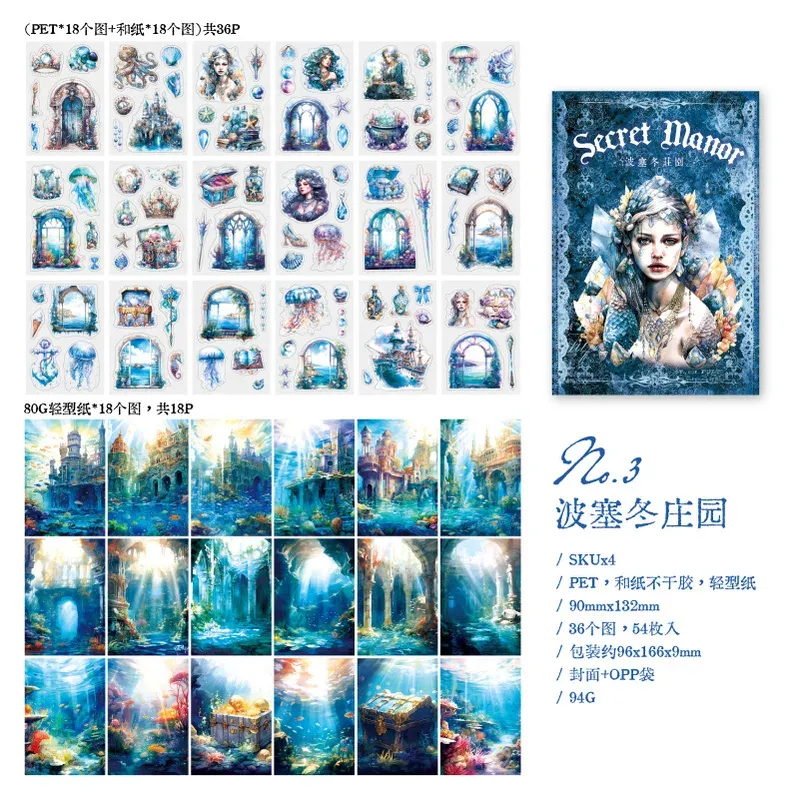 56pcs/1lot Retro dark character decorative PET Sticker