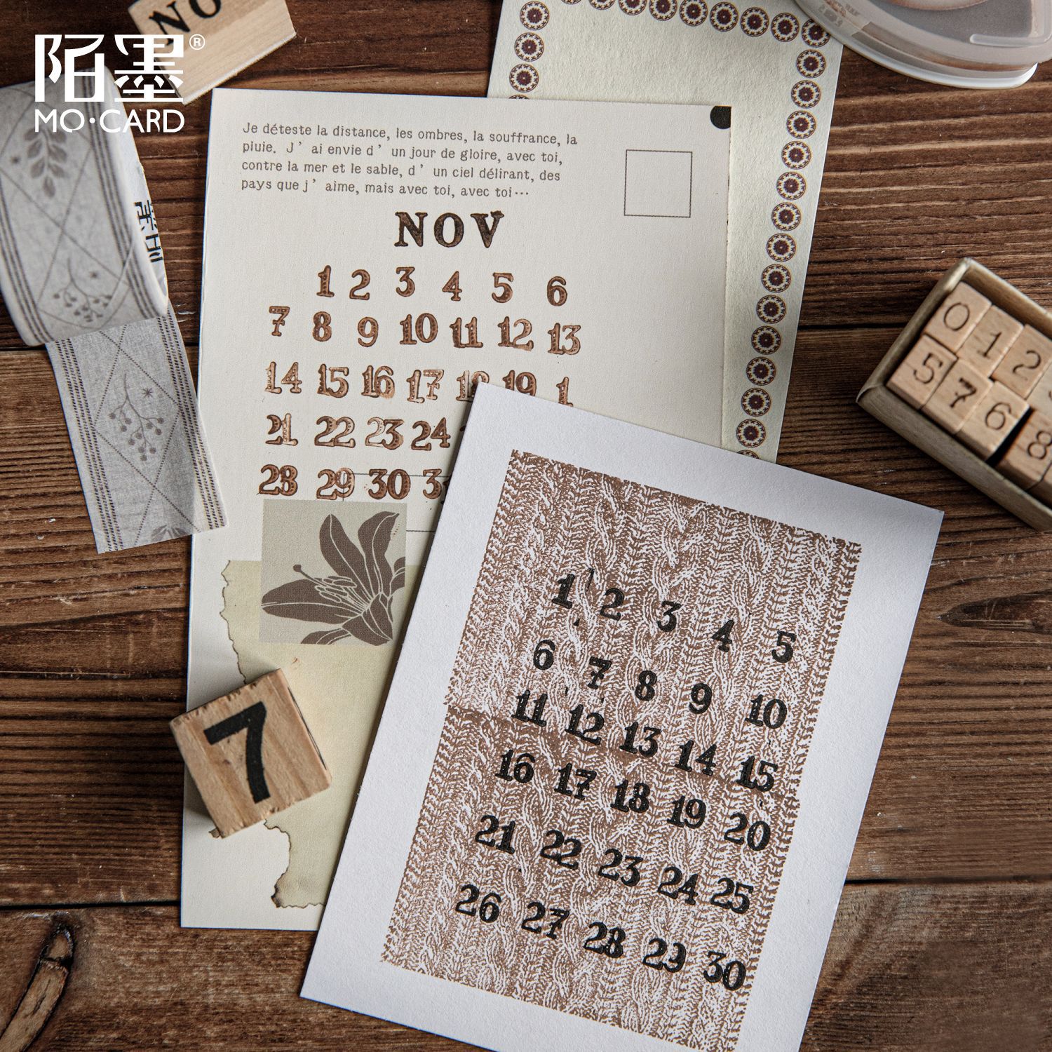 10Pcs/Set Digital Wood Stamp Set