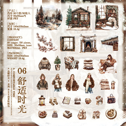 30Pcs Winter Girls Theme PET Stickers