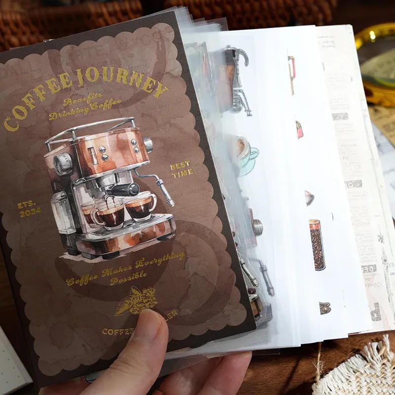 54PCs/book retro landscape multi-material sticker book