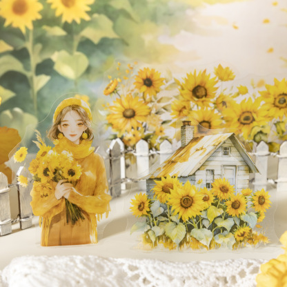 30pcs/Pack Sunflower Girl Pastoral Theme PET Sticker