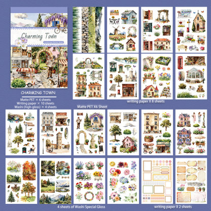 20Sheet/Pack Rural town Elements PET Washi Sticker Book