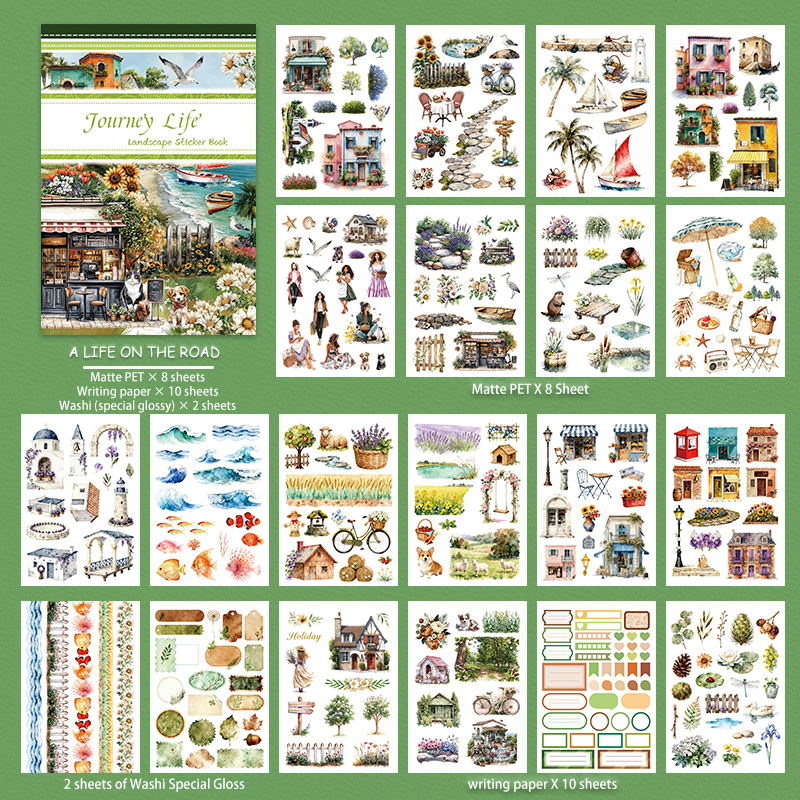 20Sheet/Pack Travel Elements PET Washi Sticker Book